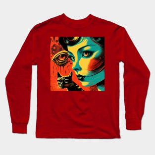 Retro Scifi Movie Cat Long Sleeve T-Shirt